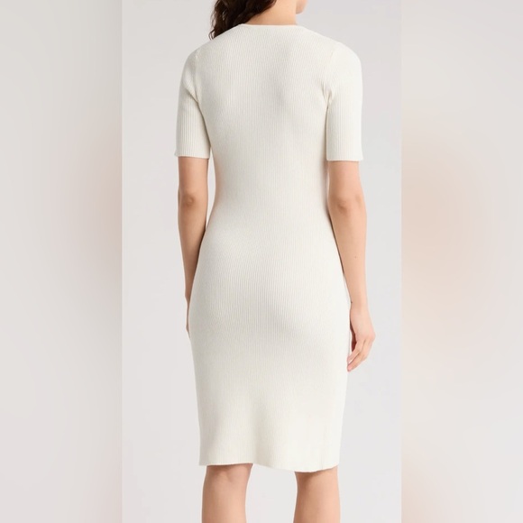 NWT boss Hugo boss rib knit slim fit dress contour fall short sleeve M - Picture 4 of 6